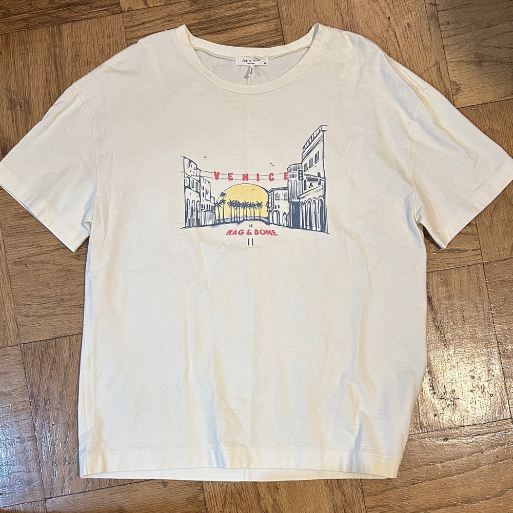 Rag & Bone Cream Venice Graphic Tee